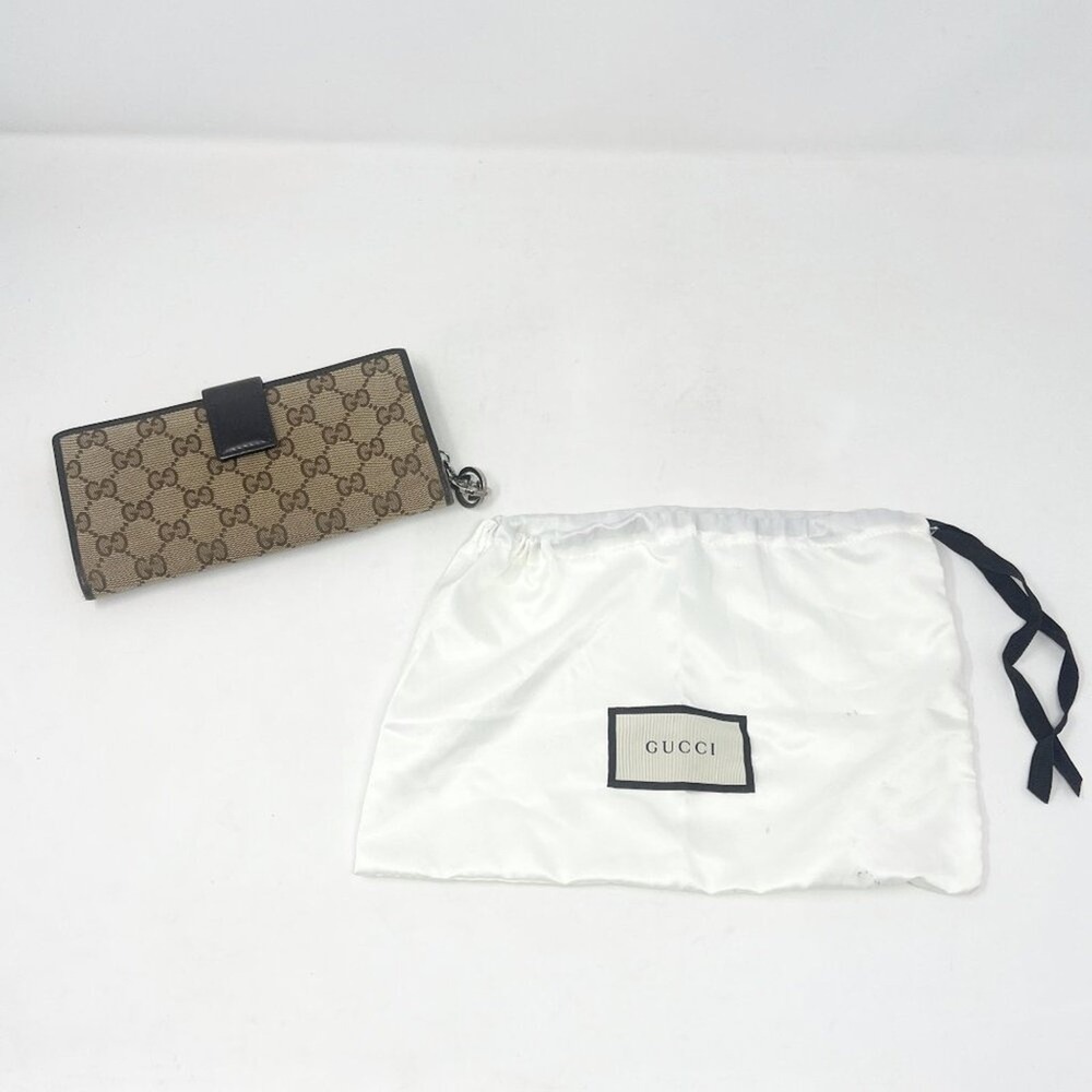 Gucci GG Monogram Canvas Zip Wallet‎ Black Leather Trim - Picture 11 of 12